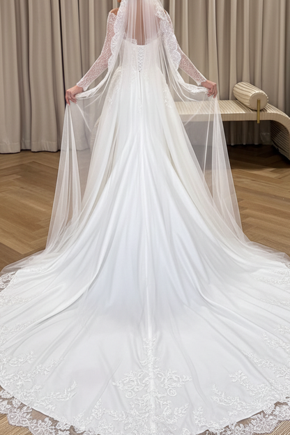 Off-the-Shoulder Lace Mermaid Wedding Dress