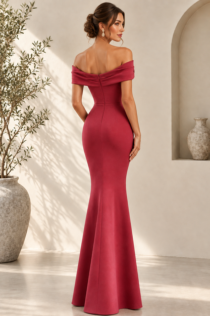 Off-the-Shoulder Rosette Mermaid Gown