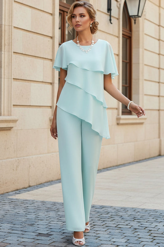 Elegant Two-Piece Chiffon Pantsuit