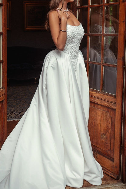 Beaded Corset Wedding Dress with Full Overskirt