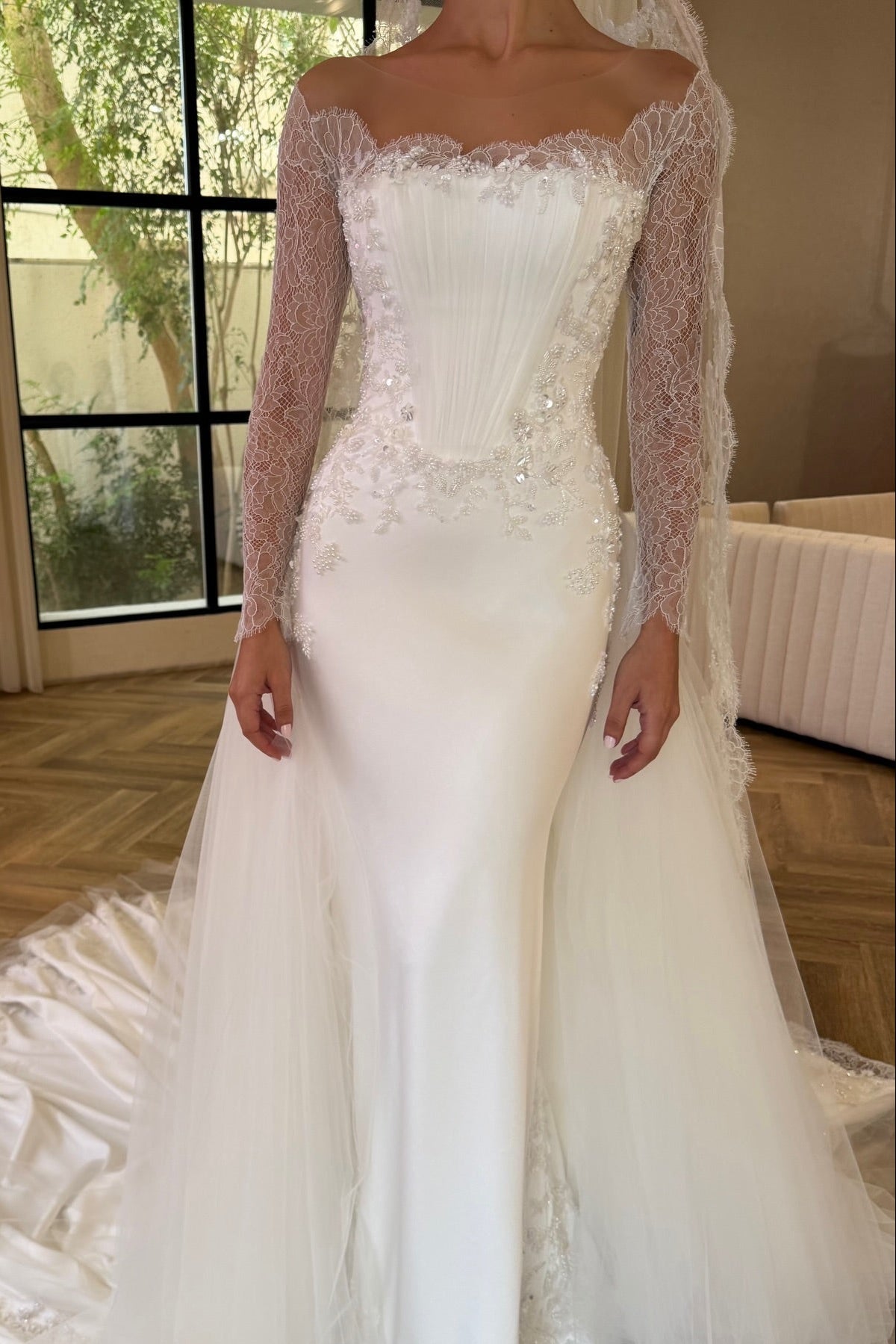 Off-the-Shoulder Lace Mermaid Wedding Dress