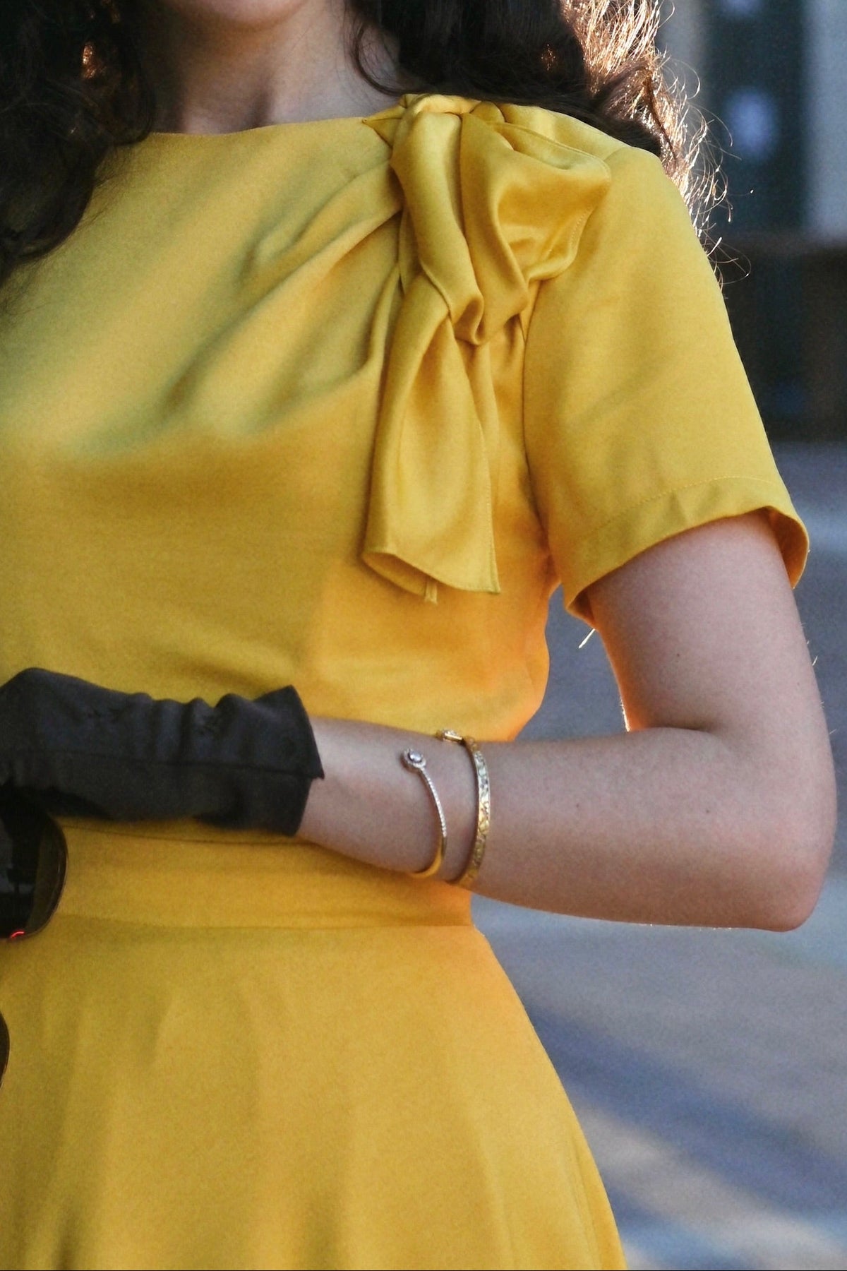Short Sleeve A-Line Midi Dress with Shoulder Bow