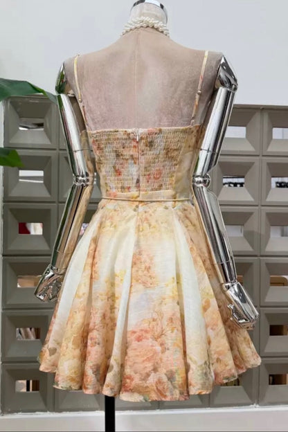 Floral Sweetheart Corset A-Line Mini Dress