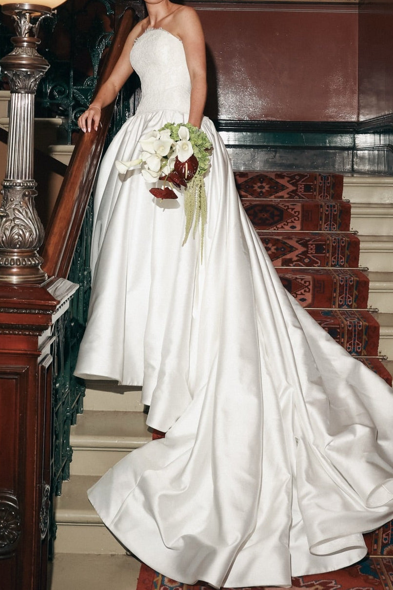 Strapless Satin Ball Gown Wedding Dress