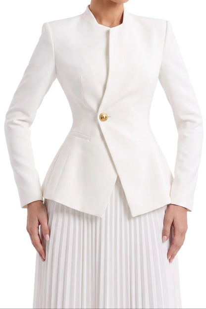 Fitted Peplum Jacket & Pleated Maxi Skirt Set