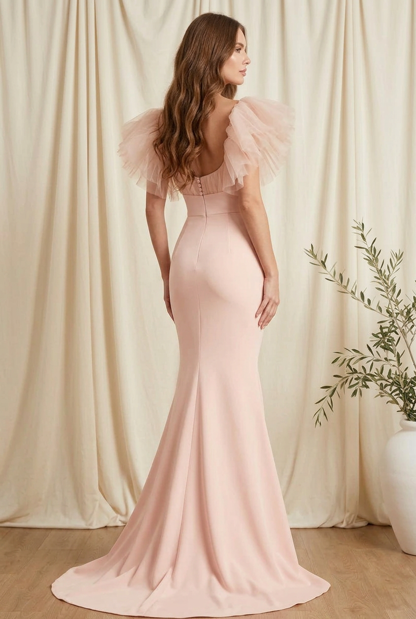 Tulle Off-the-Shoulder Mermaid Evening Gown