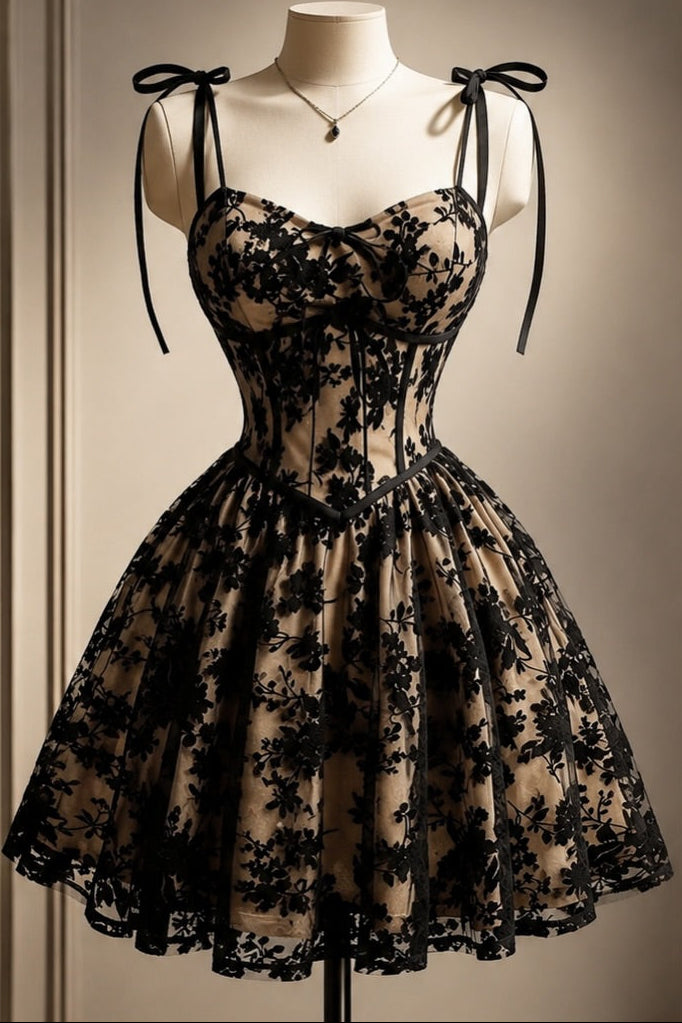 Floral Lace Corset Fit and Flare Mini Dress