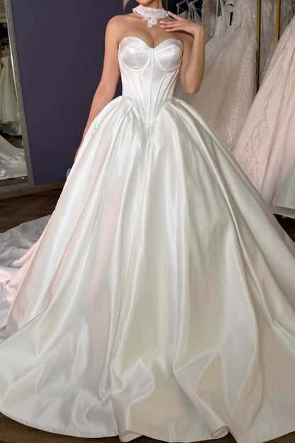 Satin Corset Ball Gown Wedding Dress with Jacket