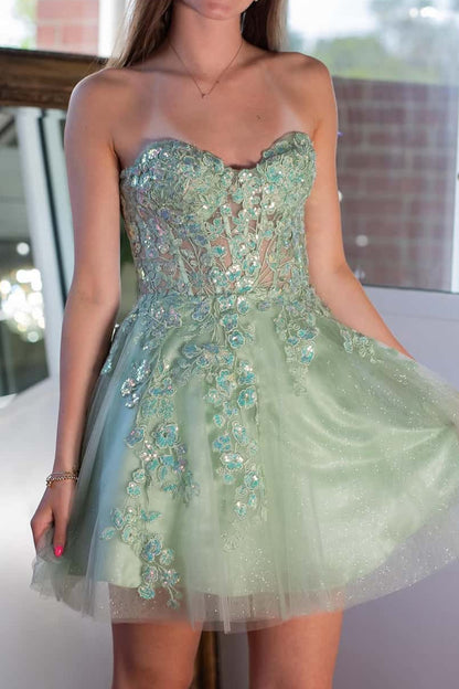 Strapless Sweetheart A-Line Corset Homecoming Dress