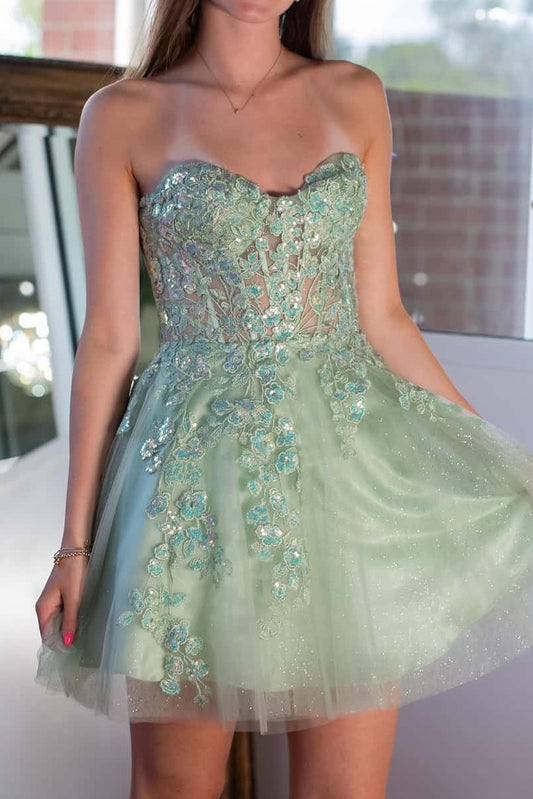 Strapless Sweetheart A-Line Corset Homecoming Dress
