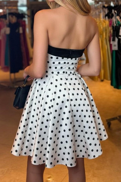 Polka Dot Strapless A-Line Short Dress