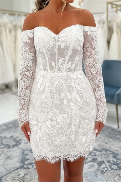Off-the-Shoulder Lace Corset Mini Dress