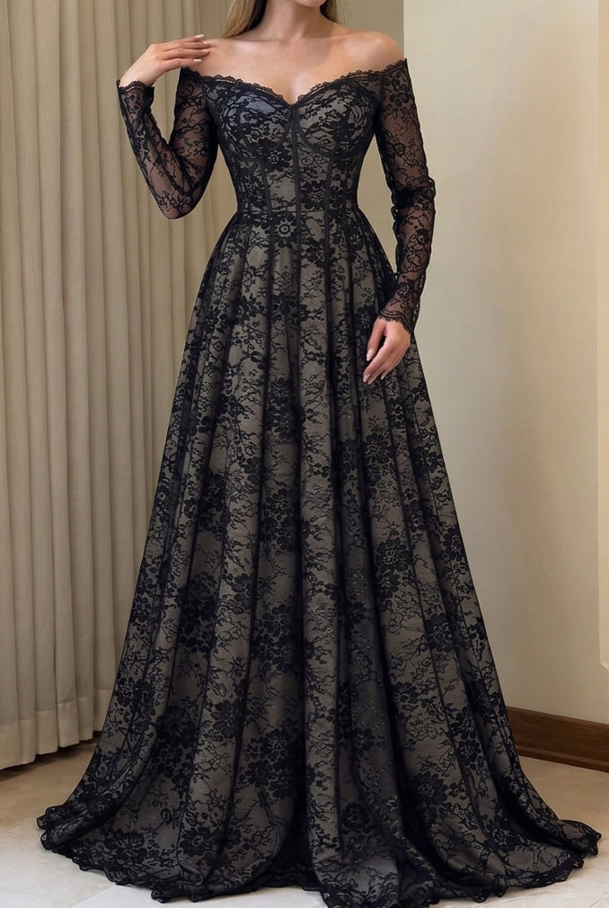 Lace Off-the-Shoulder Corset Ball Gown