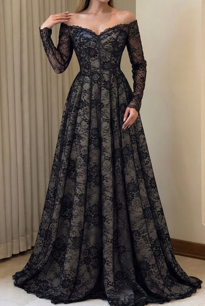 Lace Off-the-Shoulder Corset Ball Gown