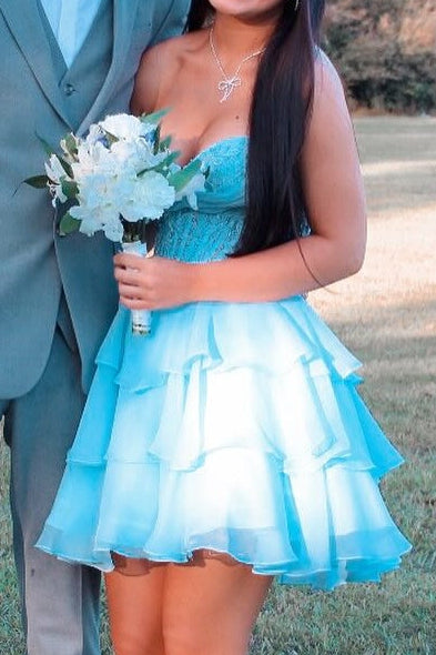 Strapless Sweetheart Beaded Corset Tiered Mini Dress