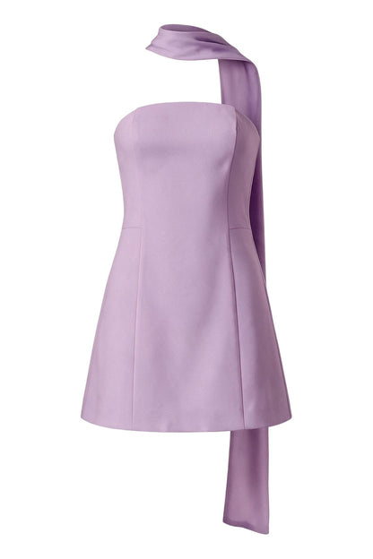 Strapless Mini Dress with High Neck Scarf