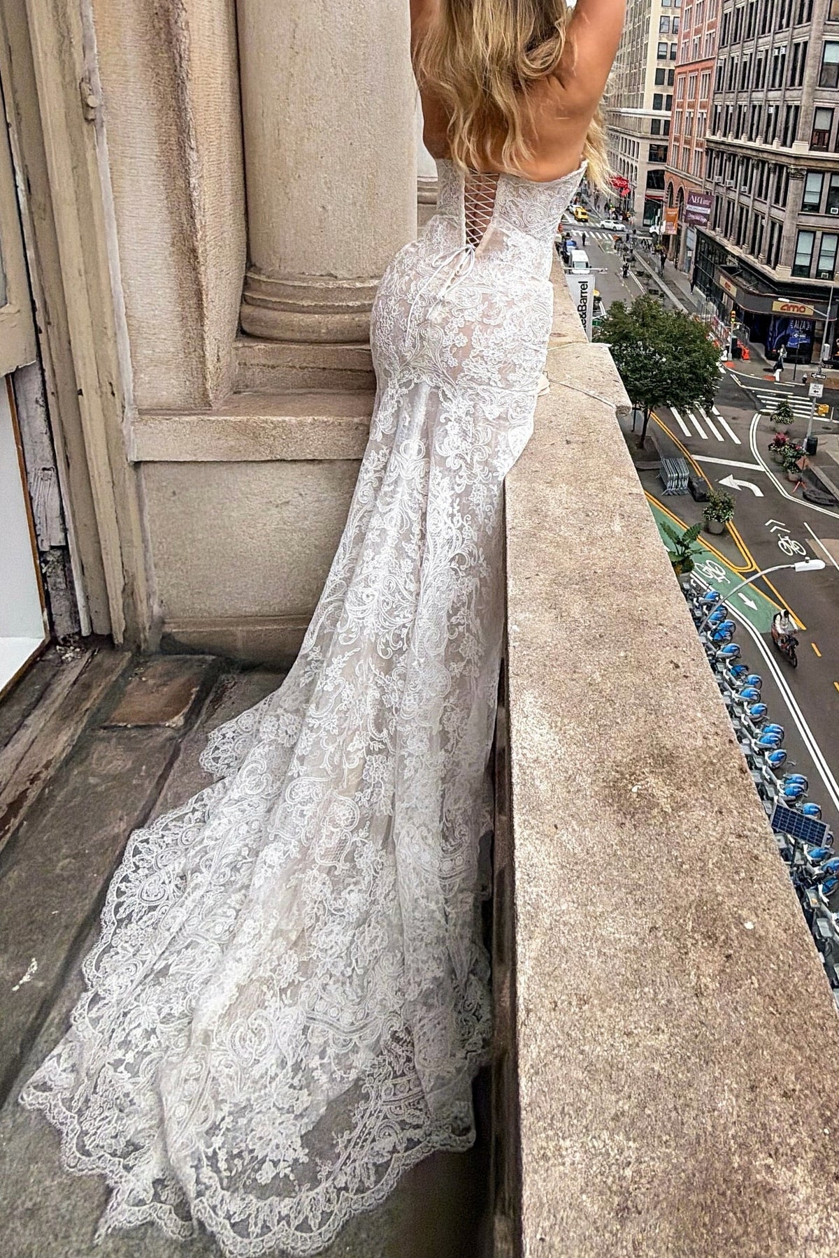 Strapless Lace Mermaid Wedding Dress with Train