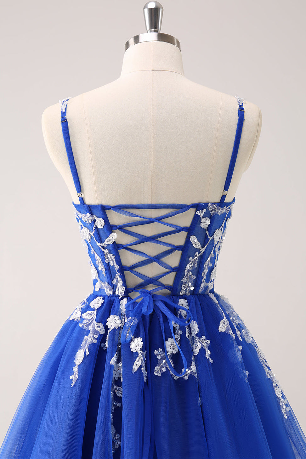 Floral Applique Short Homecoming Dress with Corset Back