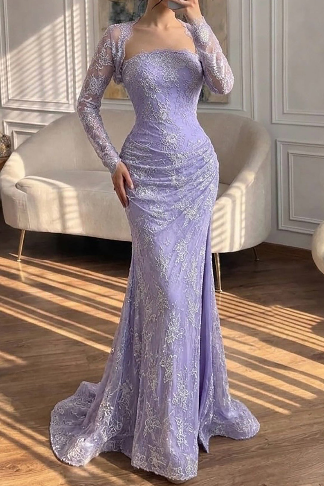 Lace Mermaid Evening Dress with Matching Bolero