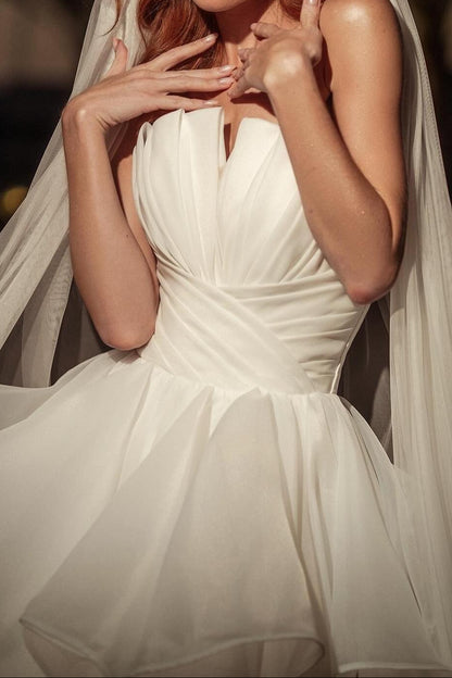 Strapless Ball Gown Wedding Dress with Tiered Ruffle Skirt