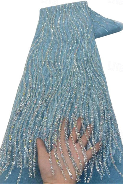 Sequin Wrap V-Neck Bell Sleeve A-Line Gown