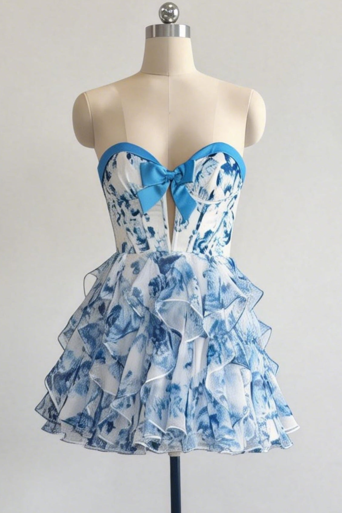 Strapless Floral Tiered Corset Mini Dress