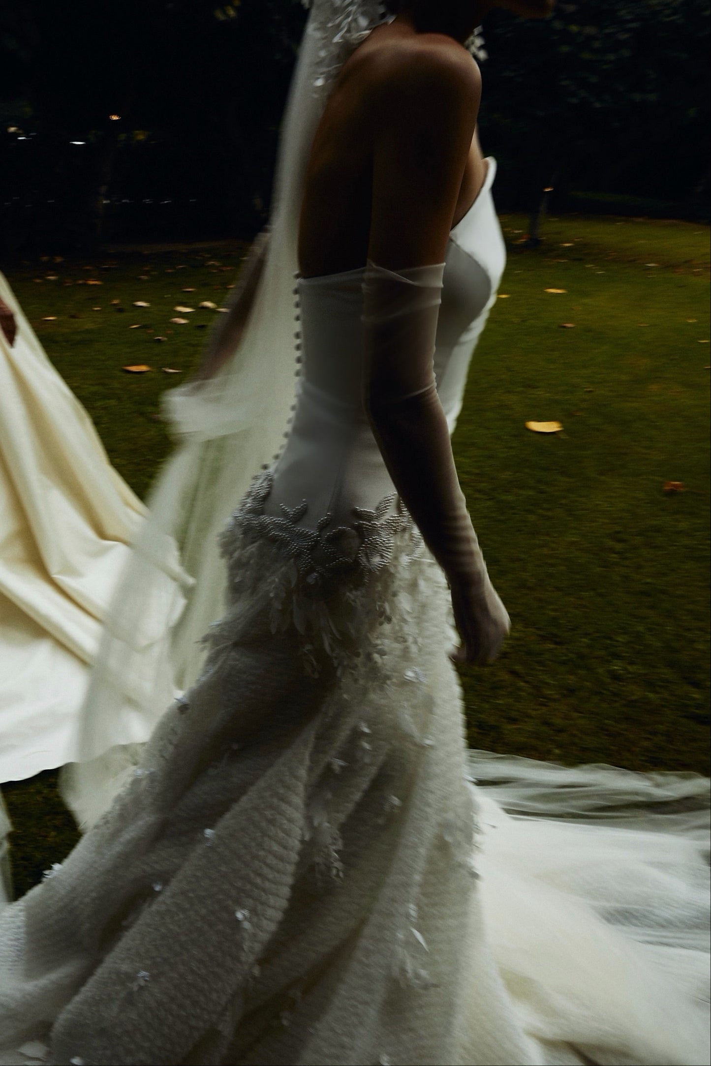 Strapless Satin and 3D Floral Trumpet Wedding Dress