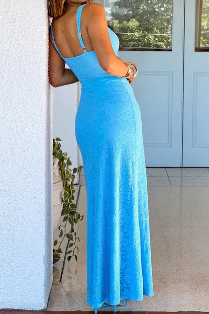 Lace Maxi Dress with Sweetheart Neckline