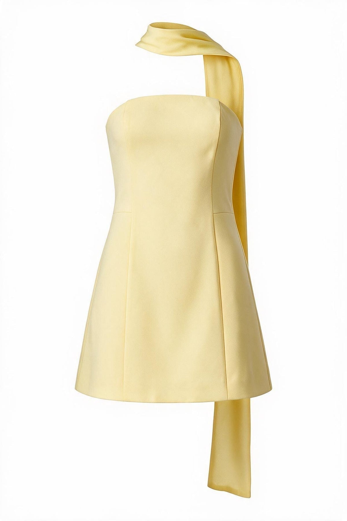Strapless Mini Dress with High Neck Scarf