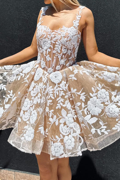 Embroidered Lace Corset Short Homecoming Dress