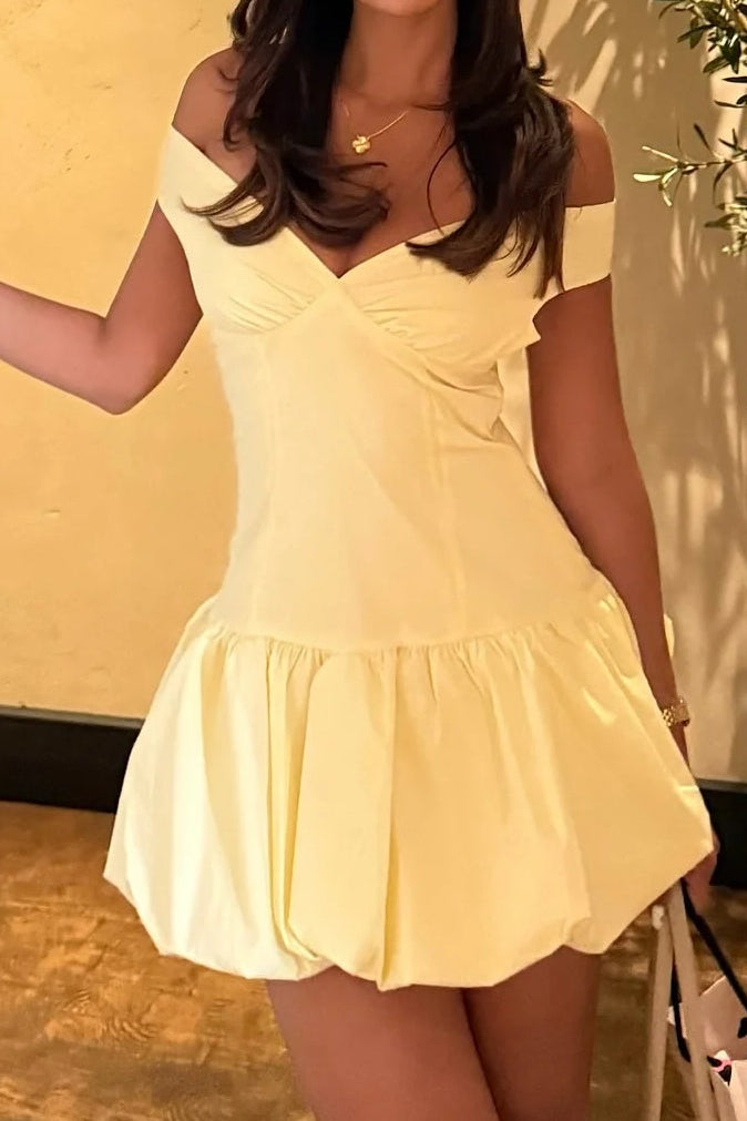 Off-the-Shoulder Bubble Skirt Mini Dress