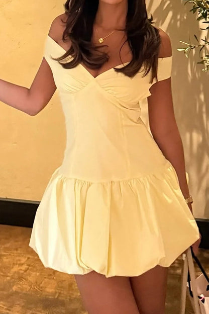 Off-the-Shoulder Bubble Skirt Mini Dress
