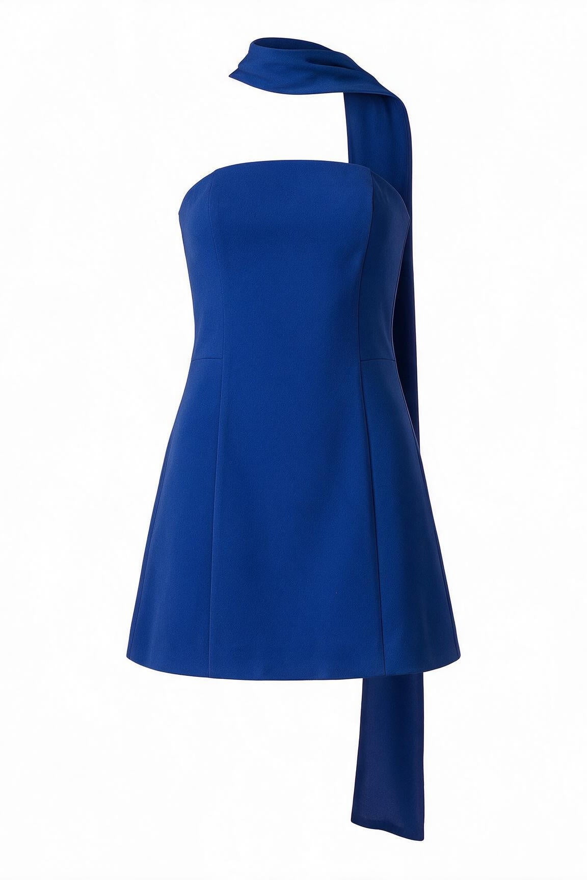 Strapless Mini Dress with High Neck Scarf