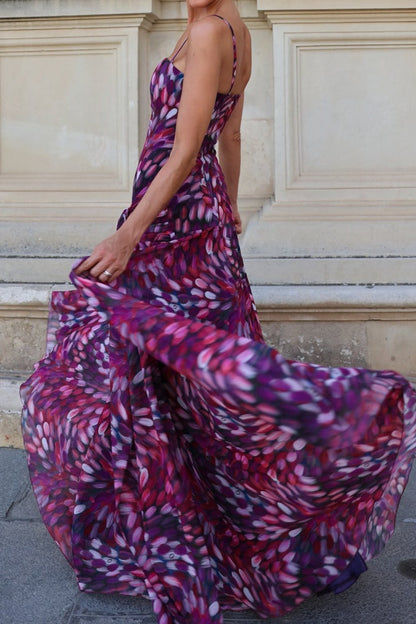 Printed Maxi Dress with Spaghetti Straps