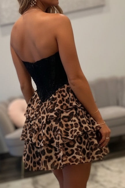 Strapless Sweetheart Tiered Corset Party Dress