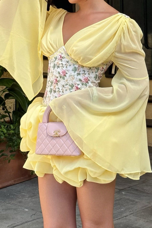 Corset Mini Dress with Dramatic Bell Sleeves