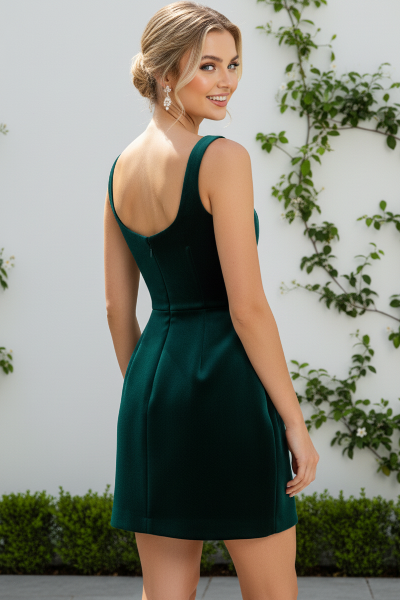 Structured Beaded Velvet Cocktail Mini Dress
