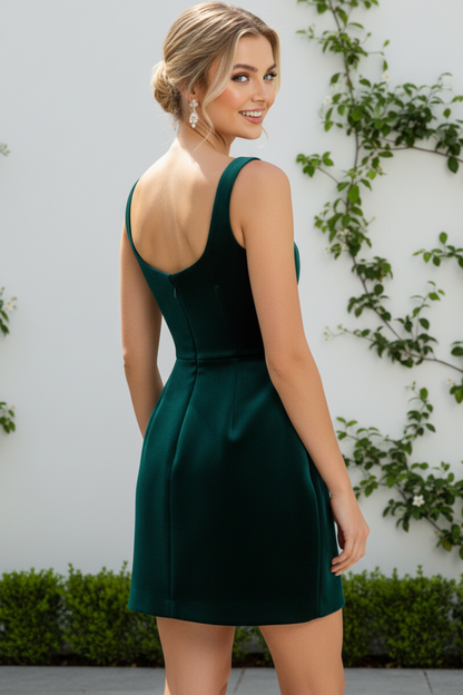 Structured Beaded Velvet Cocktail Mini Dress