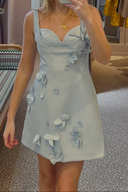 3D Floral Applique Sweetheart Mini Dress