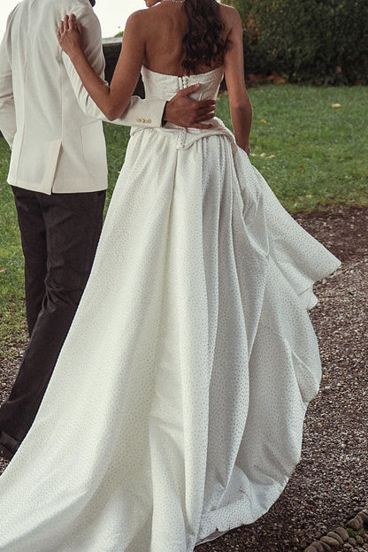 Strapless Jacquard Ball Gown Wedding Dress