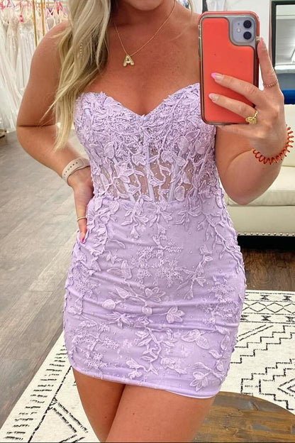 Embroidered Strapless Corset Bodycon Mini Dress