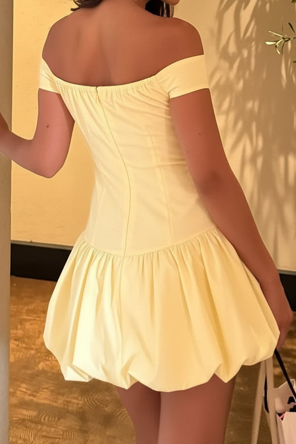 Off-the-Shoulder Bubble Skirt Mini Dress