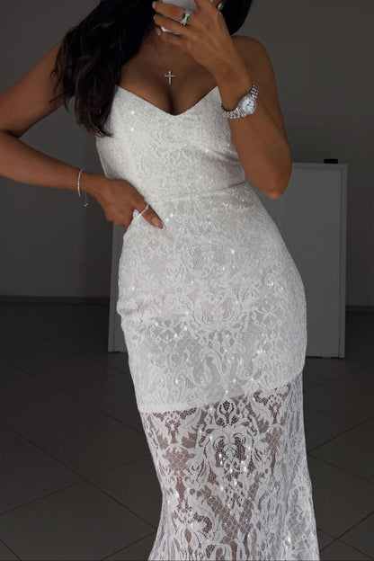 Sweetheart Spaghetti Strap Sequin Lace Gown