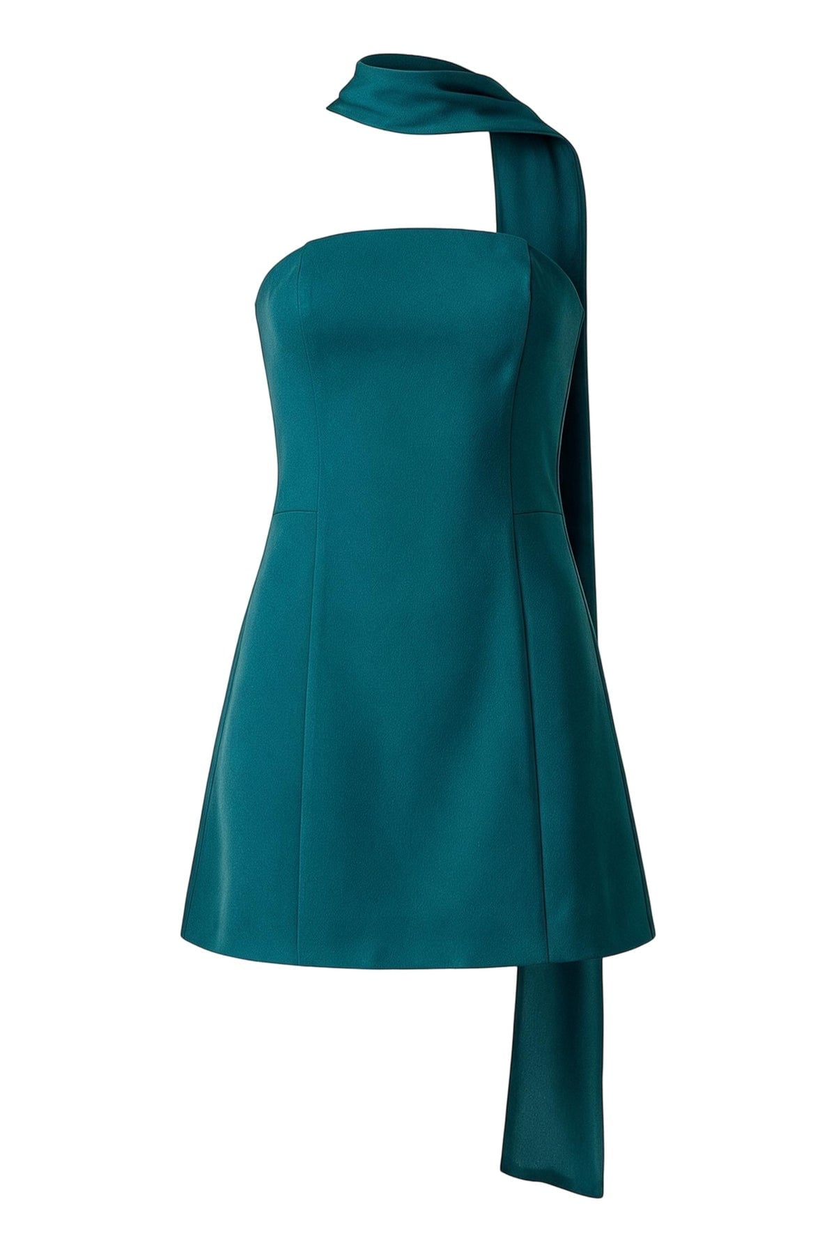 Strapless Mini Dress with High Neck Scarf