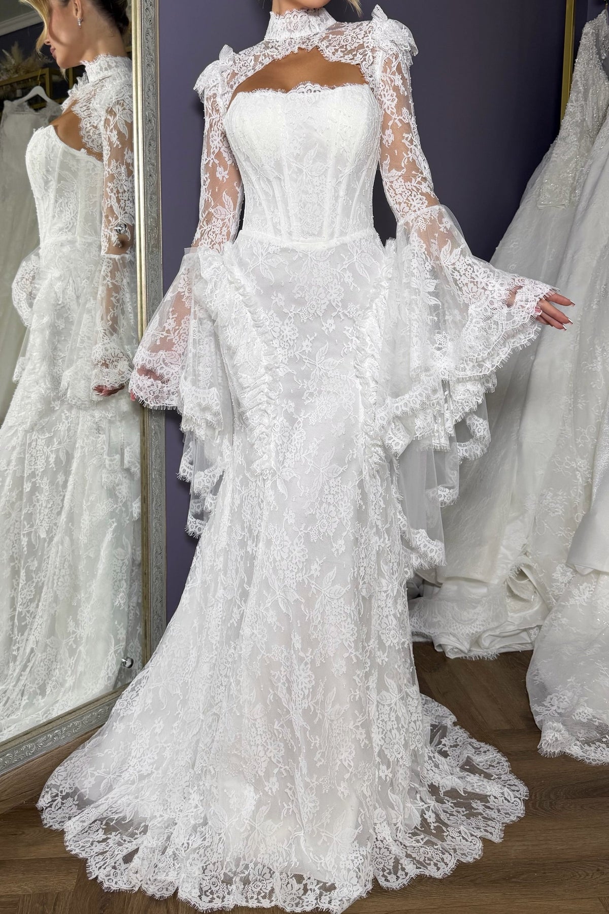 Strapless Lace Mermaid Wedding Dress with Bolero