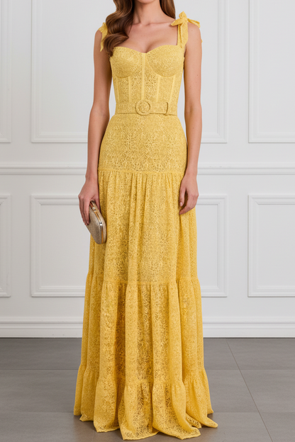 Sweetheart Corset Tiered Lace Maxi Dress