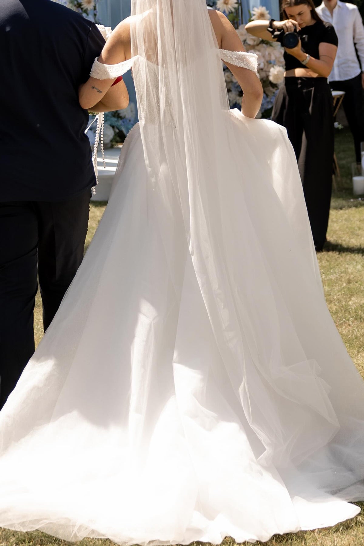 Off-the-Shoulder A-Line Wedding Dress with Train