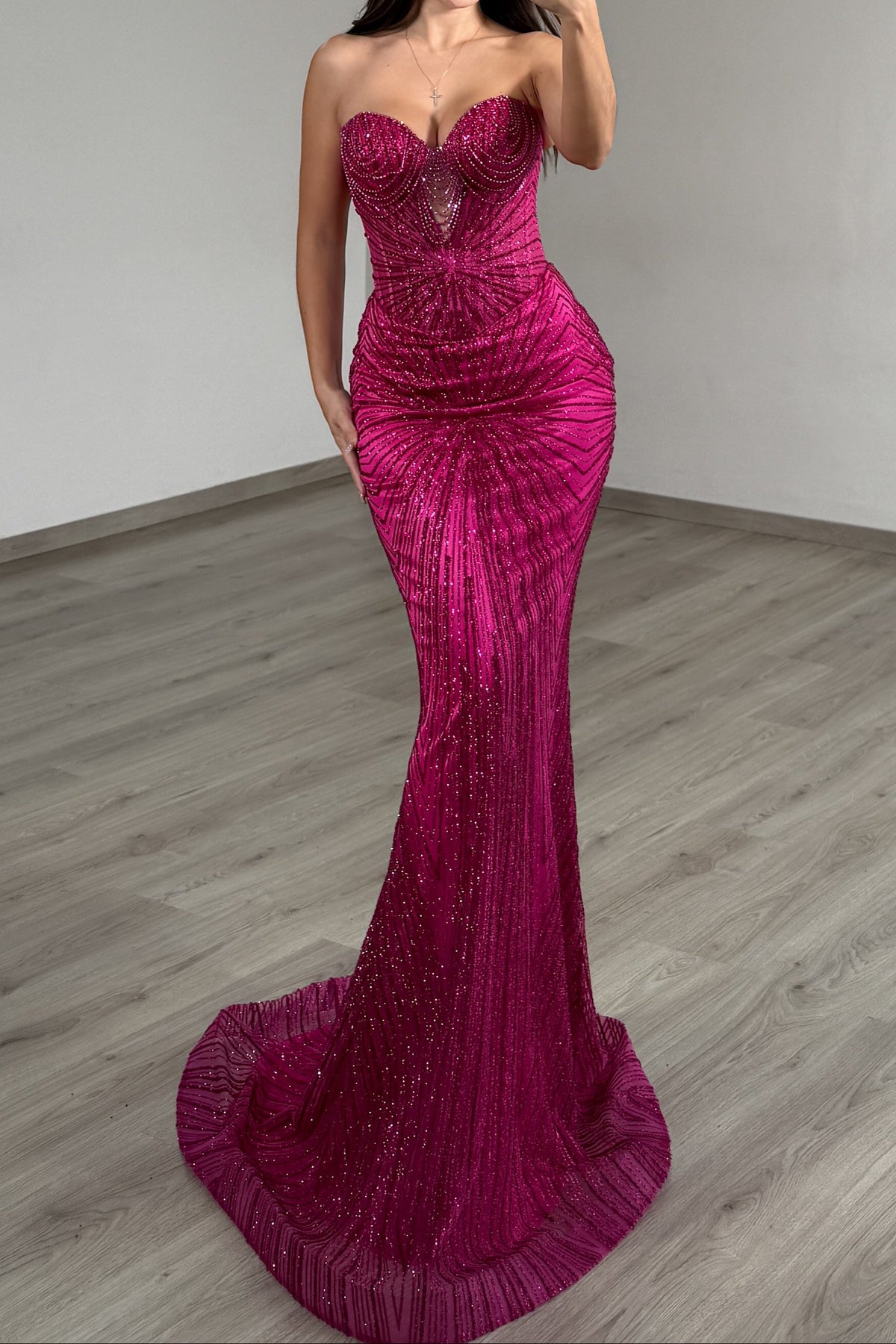 Strapless Beaded Corset Mermaid Gown