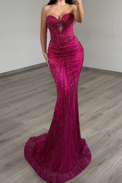 Strapless Beaded Corset Mermaid Gown