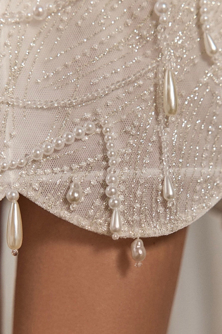 Pearl Beaded Corset Mini Dress